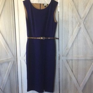 Royal blue dress with an under skirt & slit.